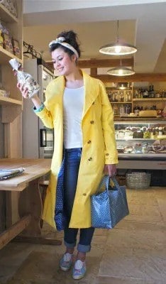 Midi Raincoat with White Tee & Jeans