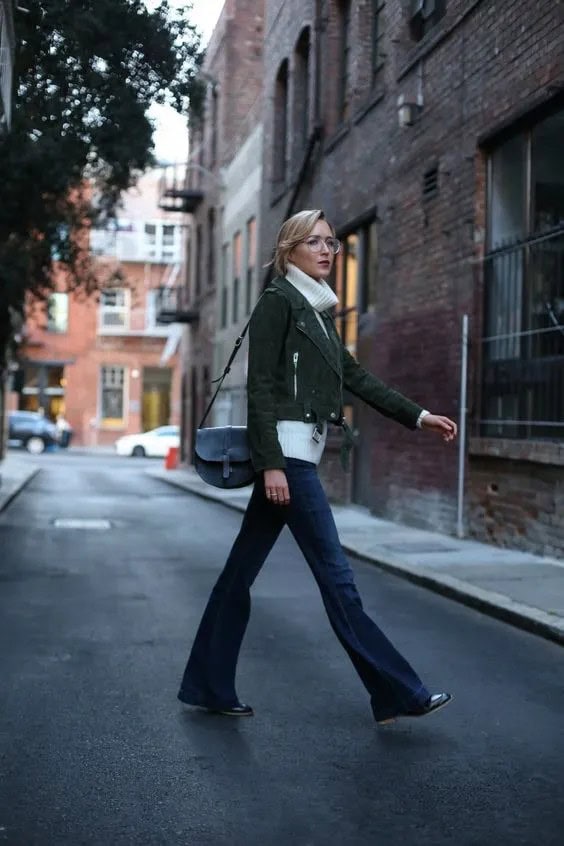 Olive Green Suede Moto Jacket