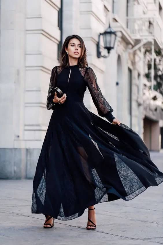 Maxi Black Lace Dress