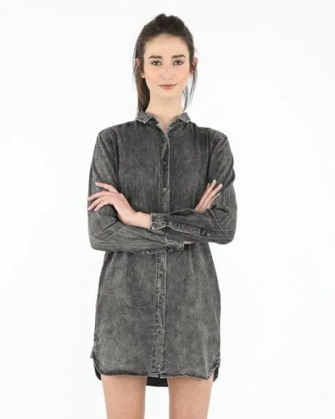 Grey Denim Shirt Dress