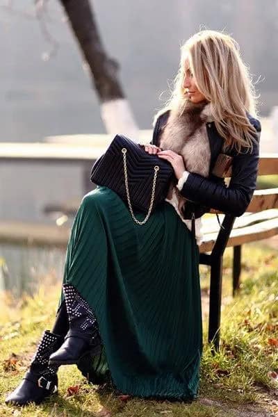 Winter maxi skirt outfits