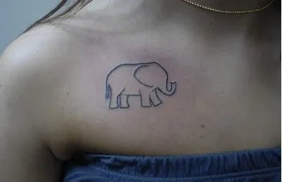 Outline of Elephant Tattoo on Chest