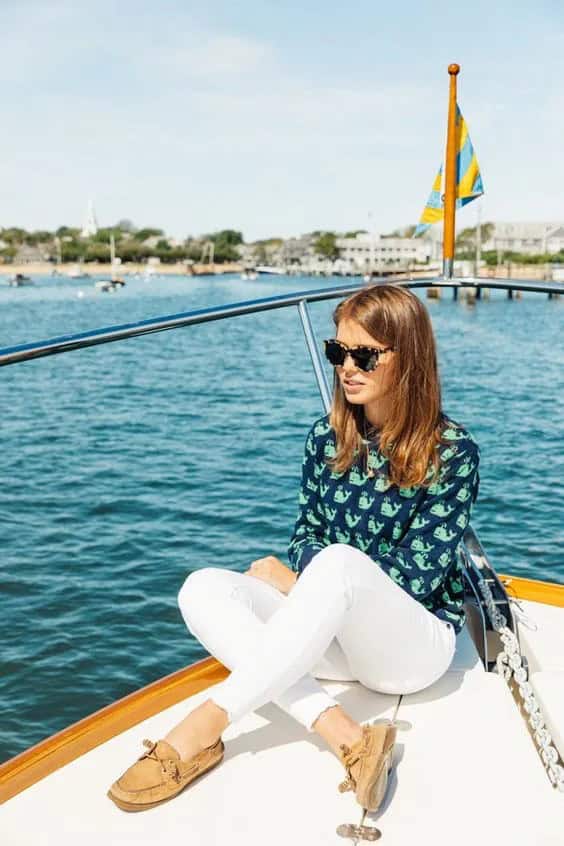 Print Shirt and White Pants