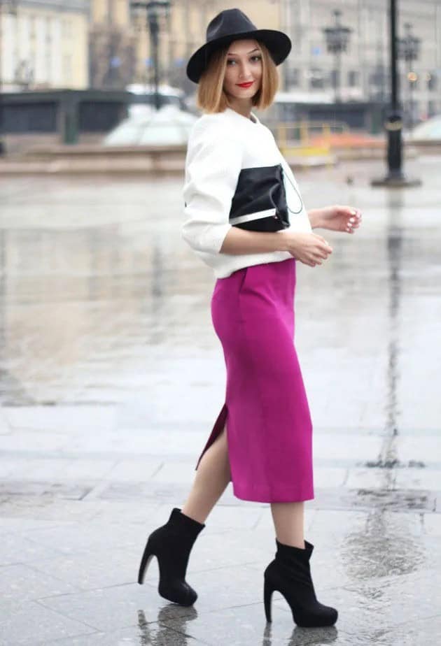 Pencil Skirt with Boots