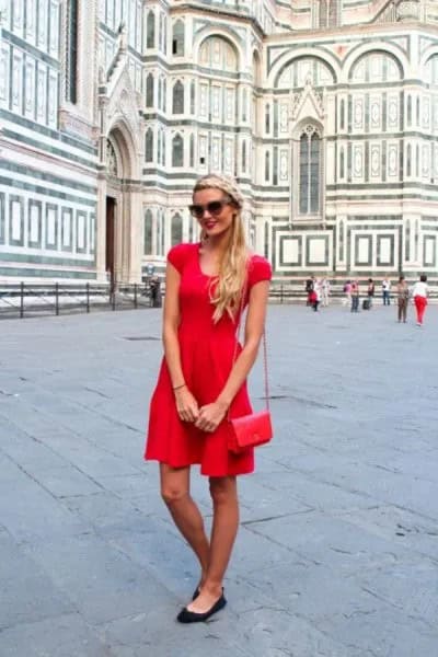 Red Cap Sleeve Mini Skater Sundress