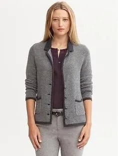 Grey Jacket with Black Blouse & Wool Pants