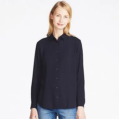 Black Rayon Button Up Shirt with Blue Jeans