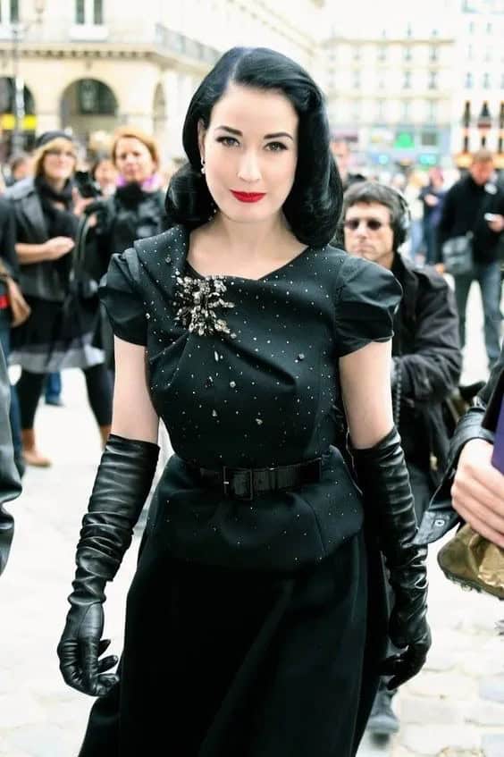 Black Dress + Long Black Gloves