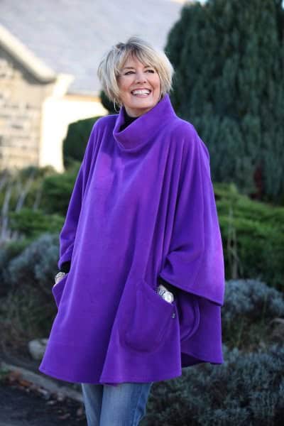 Royal Blue Turtleneck Fleece Poncho