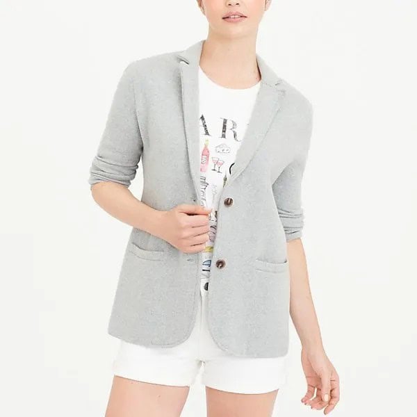 Grey Sweater Blazer with White Print Tee & Matching Mini Shorts