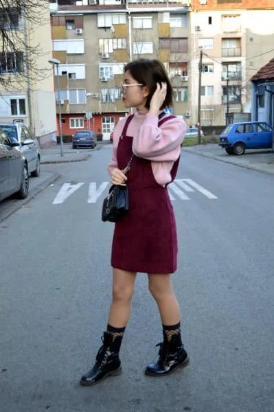 Wear with Pink Sweater & Leather Boots