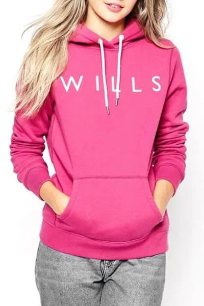 Neon Pink Letter Embroidered Hoodie with Grey Boyfriend Jeans