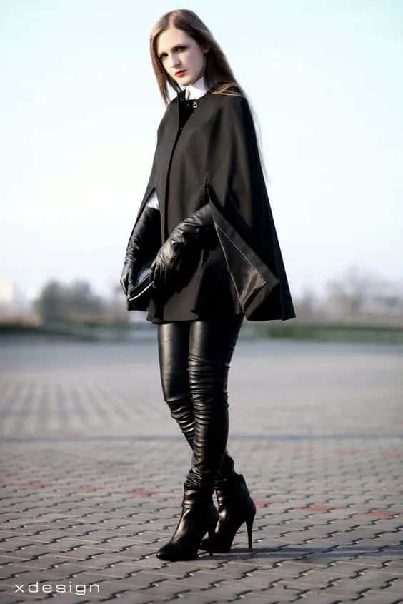 Leather Pants + Long Black Gloves