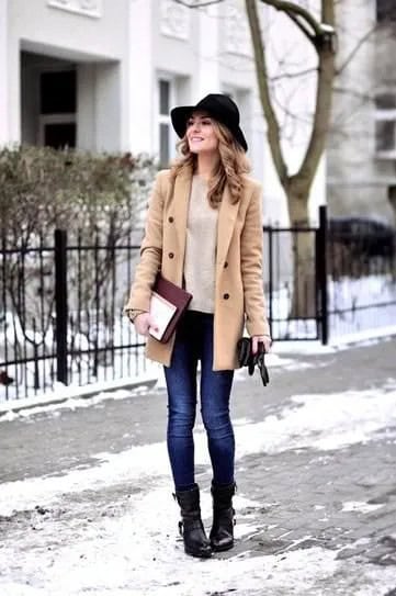 Wear with Crepe Wool Coat & Blue Skinny Jeans