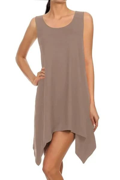 Grey Chiffon Sleeveless High Low Mini Tunic Dress