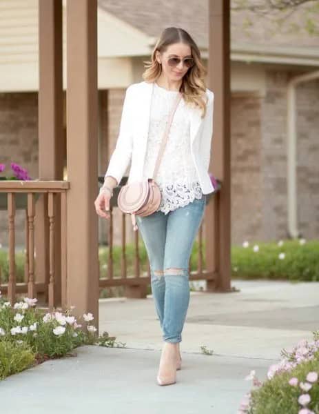 Wear with White Lace Top & Blazer