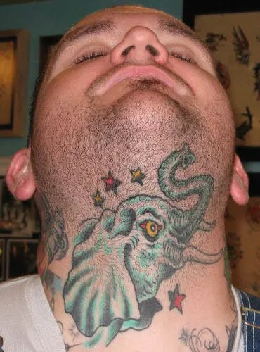 Elephant Tattoo on Neck