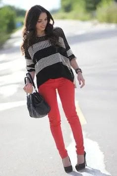 Wear with Black and Grey Striped Knit Sweater