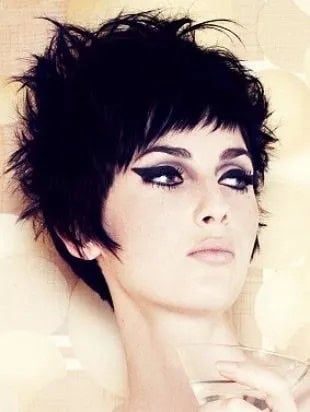 Makeup with a short spiky hairstyle