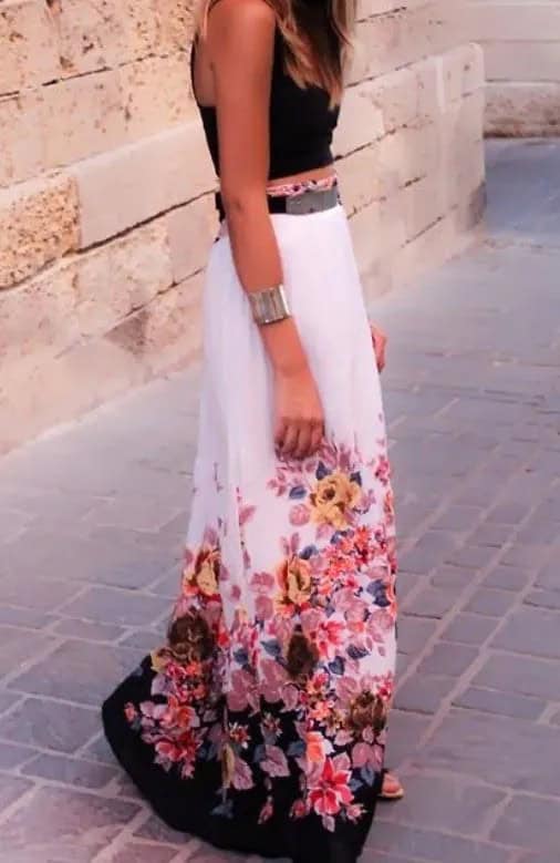 Summer maxi skirt outfits