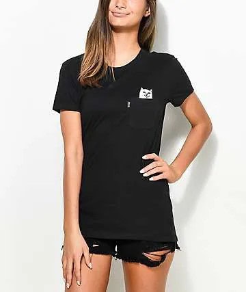 Black T Shirt with Distressed Denim Shorts