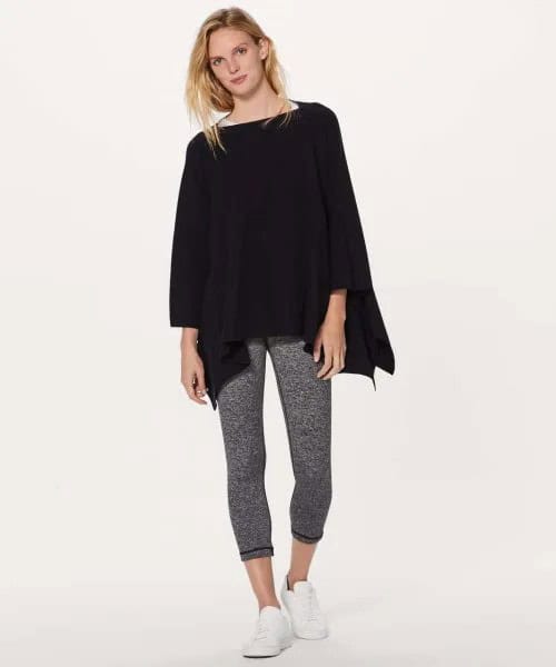 Black Poncho with Heather Grey Running Tights