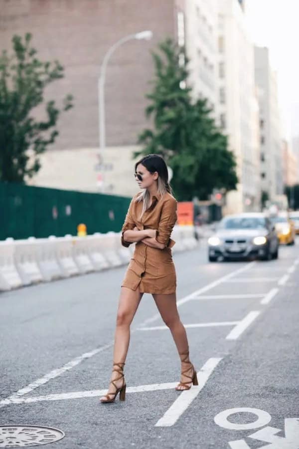 Brown Suede Dress & Suede Heels (aka Complete Suede Outfit)