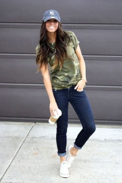 Denim Hat with Camo T Shirt & Jeans