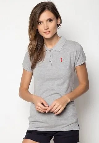 Grey Form Fitting Polo Shirt & Black Shorts