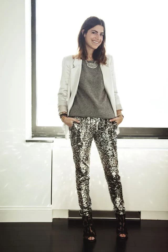 Grey Sweater and Sequin Leggings