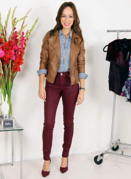 Wear with Chambray Shirt & Brown Leather Jacket