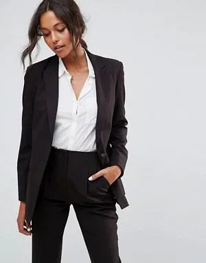 Oversized Suit Jacket with White Button Up Shirt & High Waisted Pants