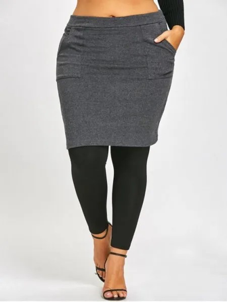 Grey and Black Skirted Leggings & Cropped Long Sleeve Tee