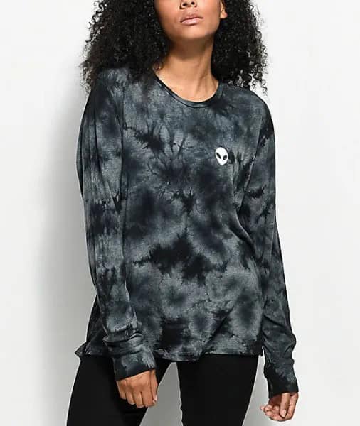 Tie Dye Long Sleeve T Shirt with Black Skinny Jeans