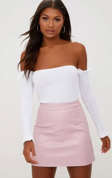 Pale Pink Skirt with White Tube Top & Separated Long Sleeves