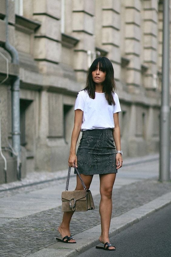 Studded Suede Skirt