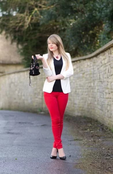 Wear with Black Vest Top & White Blazer