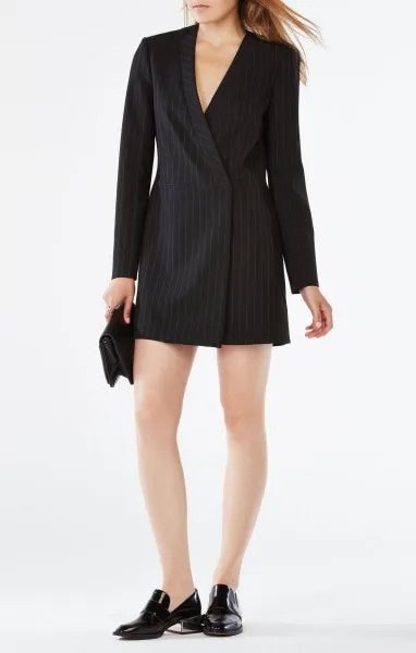 Black Striped Suit Jacket Dress