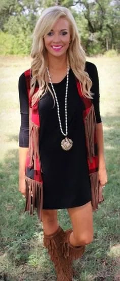 Wear with Brown Scarf & Knee High Fringe Boots