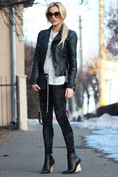 Wear with Black Leather Bomber Jacket