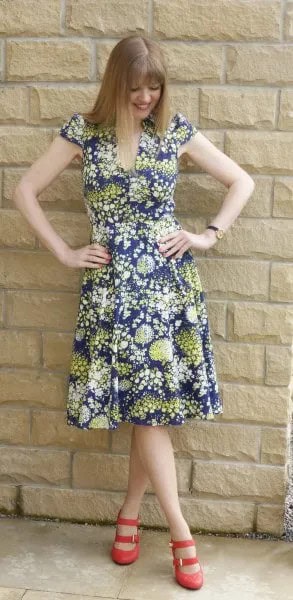 Navy and Orange Floral Printed Breezy Midi Dress