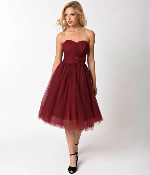 Strapless Sweetheart Neckline Pleated Chiffon Dress