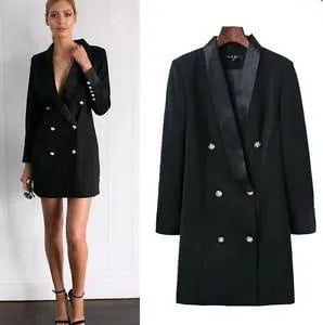 Black Double Breasted Suit Jacket Dress