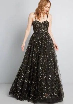 Black Polka Dot Fit and Flare Floor Length Hawaiian Summer Dress