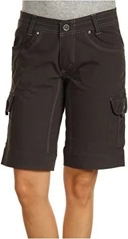 Grey T Shirt with Black Long Cargo Shorts