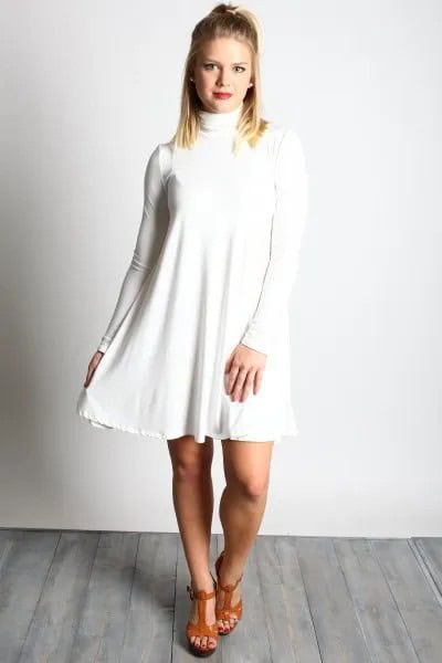 Turtleneck Long Sleeve Dress with Sandals