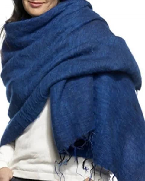 Royal Blue Woolen Shawl with White Sweatshirt