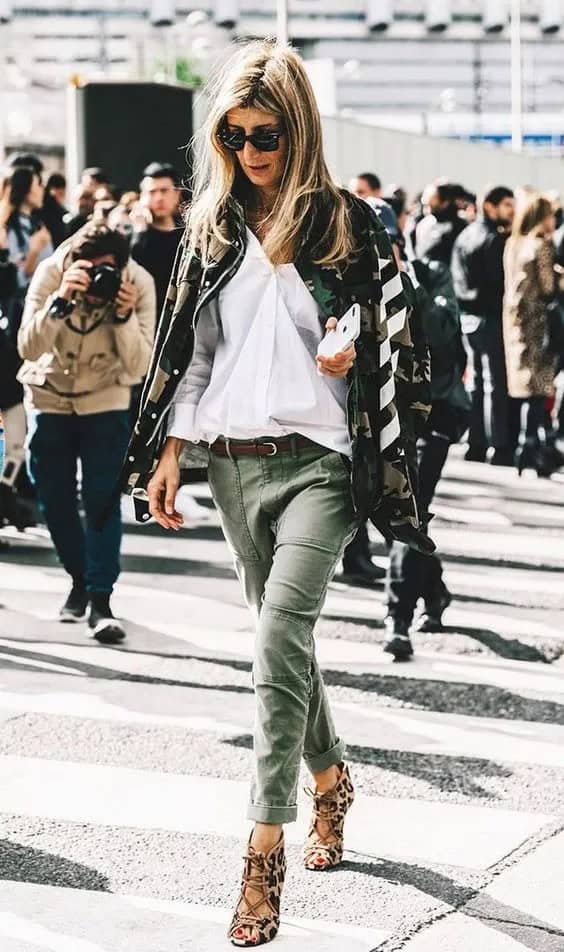 Statement Sandals & Green Skinny Jeans