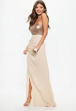 Silver Sequin Vest Top with Pink High Low Maxi Skirt