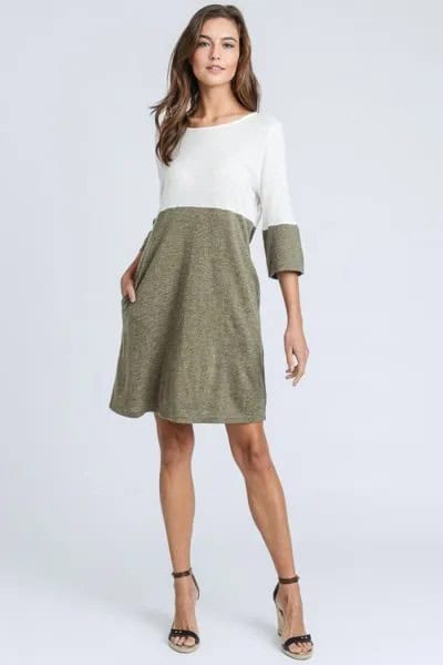 White and Heather Grey Swing T Shirt Dress